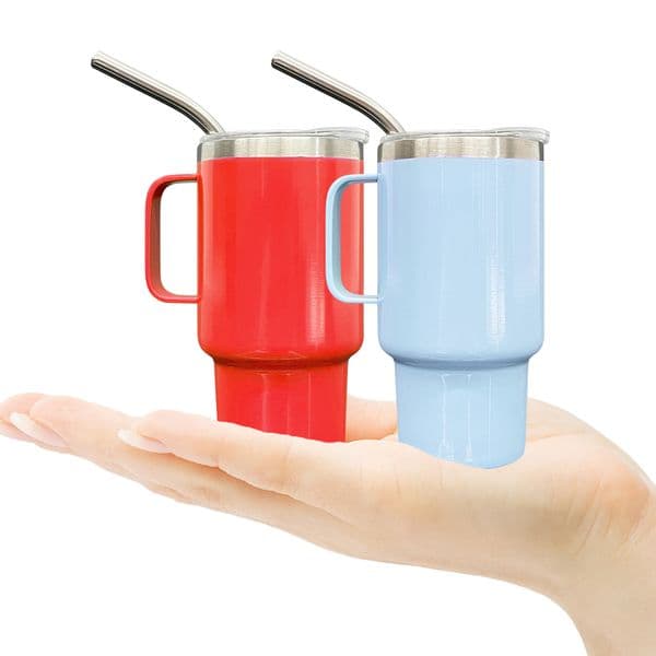 Double Wall Dye sublimation 3oz Colored Stainless Steel Mini shot Cups candy macaron Vacuum Insulated Espresso Cup with handle and metal straw