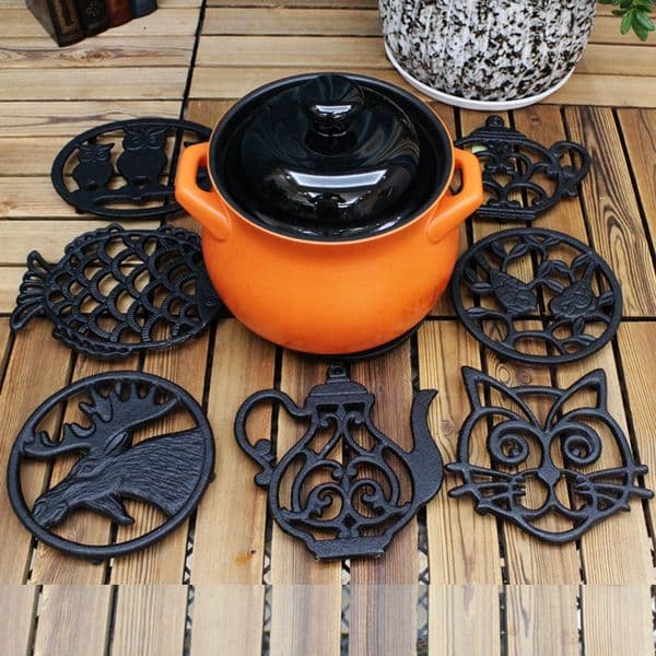 JD Cast Iron Wrought Insulation Pot Coaster Bowl Pad Placemat Plate Pad Table Mat Kitchen European Antique Furniture Decoration