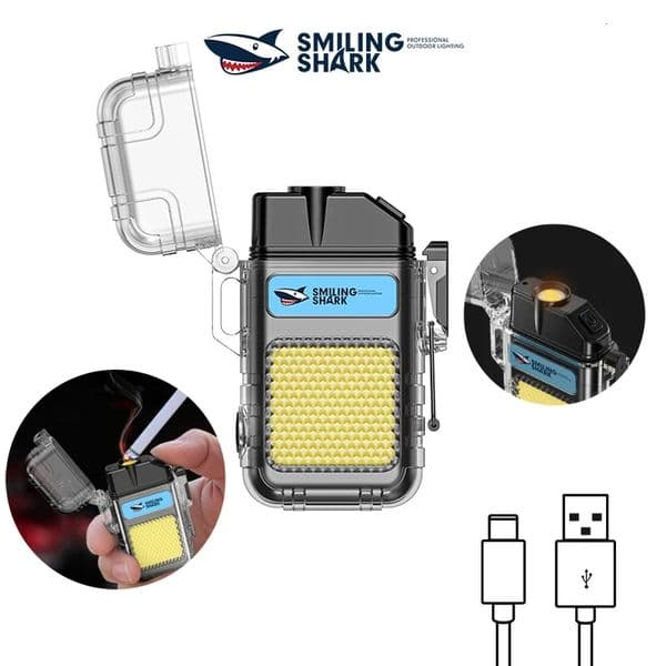Smiling Shark Tip066 Mini Rechargeable Work Light, Arc Electric Lighter,Cob Floodlight Light, Perfect For Outdoor Camping Gifts