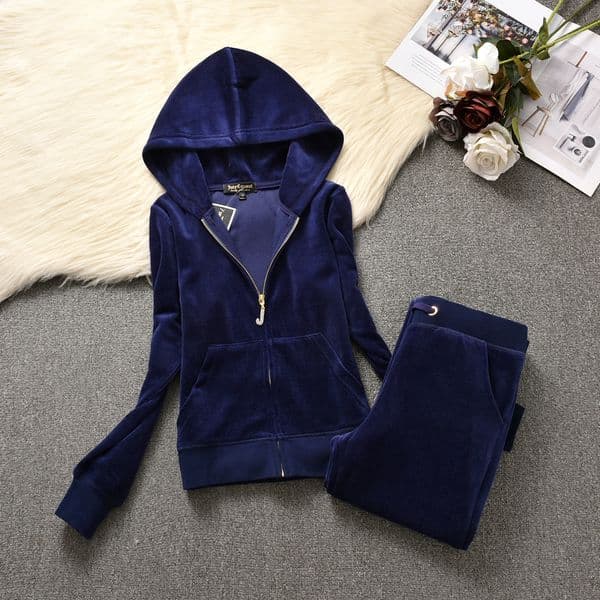 2024 Women's Outfit Juicy Coture Woman Velvet Ladies Crystal Decoration Hoodie Casual Tracksuit Women Two Piece Set S260421