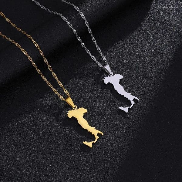 Pendant Necklaces Fashion Stainless Steel Italy Map For Women/men Gold Color Wedding Birthday Party Anniversary Jewelry Gift