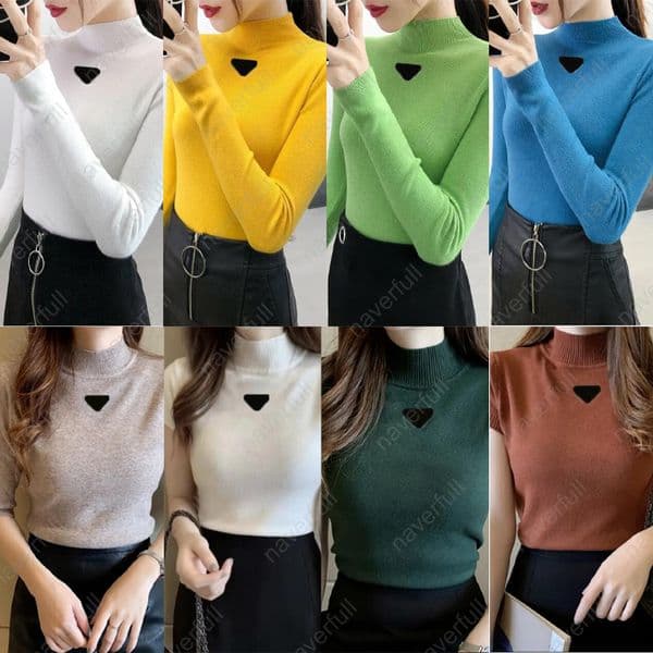 quality designer women sweaters High collar Cardigan knitting Pullover High shirts pure t shirt Autumn winter knitwear