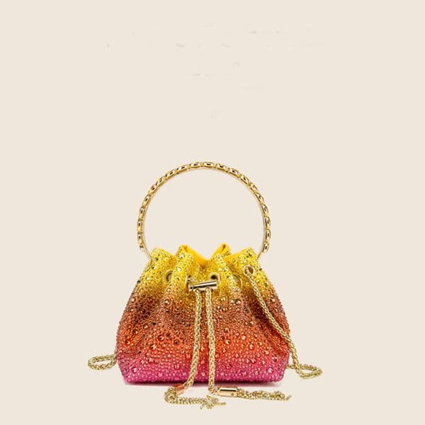 Women's Rhinestone Bucket Bag Sparkly Sequin Evening Handbag Purse for Formal Wedding Party