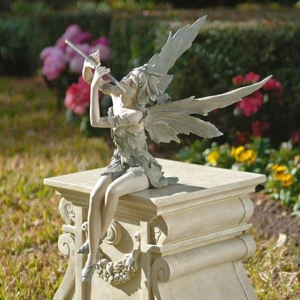 Playing The Flute Fairy Statue Angel Garden Sculpture Decoration Outdoor Lawn Courtyard Resin Crafts 240704