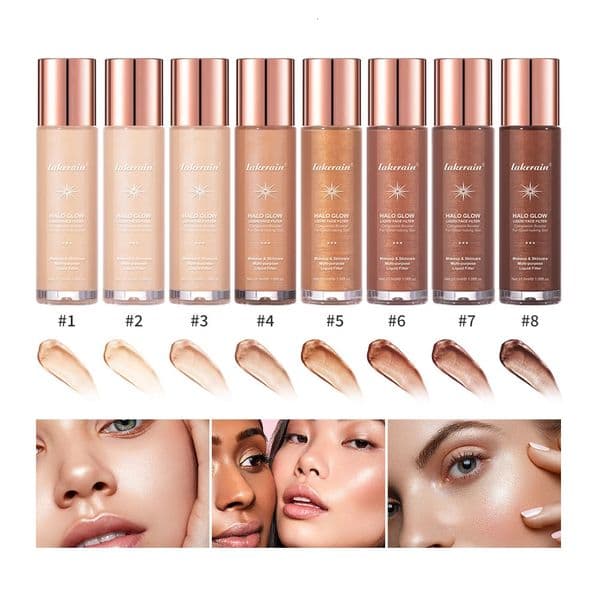 Halo Glow Liquid Filter Liquid Highlighter Face Contouring Pearlescent Makeup Brightener Bronzer Glow Body Face Contour Shimmer 240705
