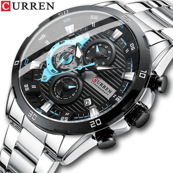 CURREN Stainless Steel Watches for Mens Creative Fashion Luminous Dial with Chronograph Clock Male Casual Wristwatches 240702