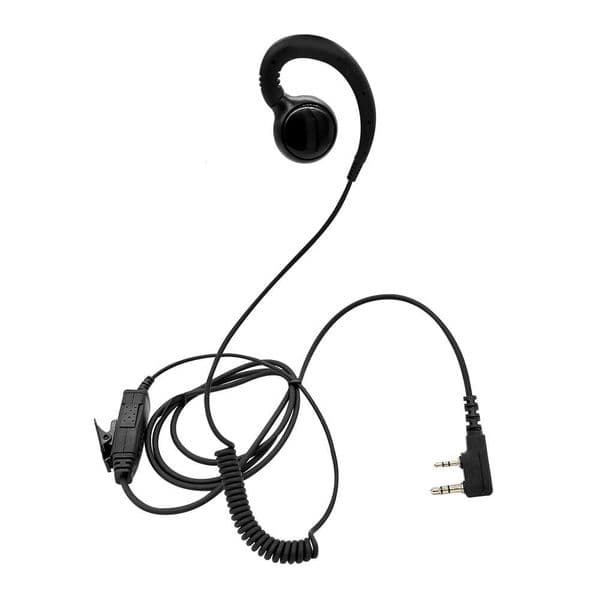 security guard ear piece with mic auxiliary cable single one way headset 2.5 mm 3.5 swivel c ring surveillance earpiec