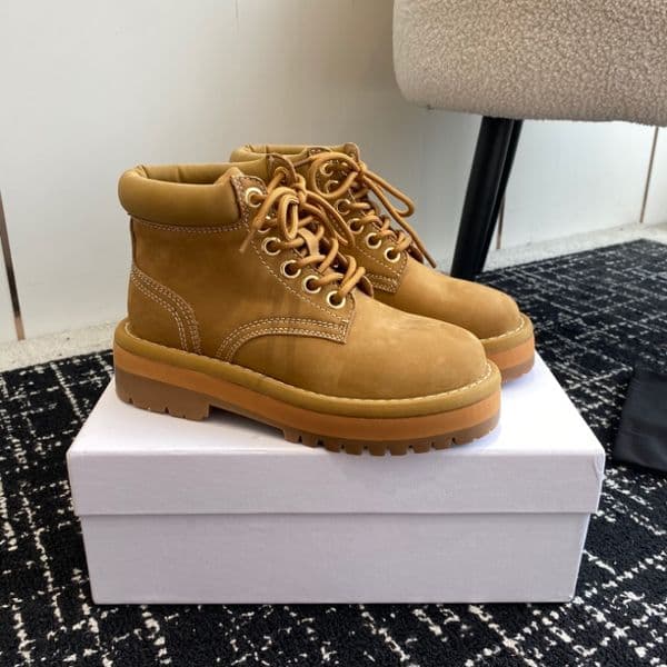 Designer Women Boots KURT Lace up Short Boots Luxury Vintage Suede Cow Leather and Wool Leather Knight Boots Fashionable Comfortable Durable Size 35-40