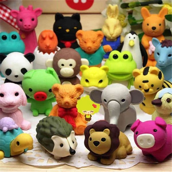 Animal Cartoon Cute Wholesale Colorful 50Pcs/Pack Pencil Eraser Drawing Art Painting Rubber Correction Exam Writing TPR Assemblable Erasers Student Prize Jy0632 s