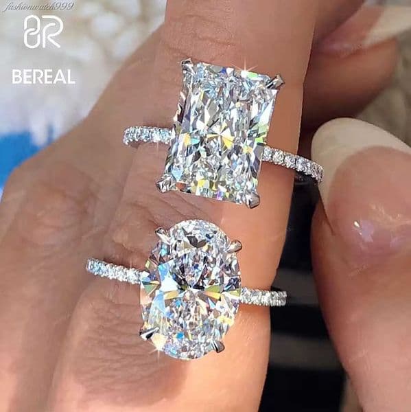 Wholesale Vvs Moissanite 10K Solid Engagement Eternity Rings Women Sier Dia Emerald Radiant Oval Cut Gold Ring