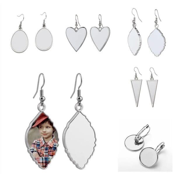 UPS New Sublimation Earrings Blank DIY Customized Metal Dangler Leaf Heart Shaped Heat Transfer Printing Eardrop Earring Jewelr Z 7.10