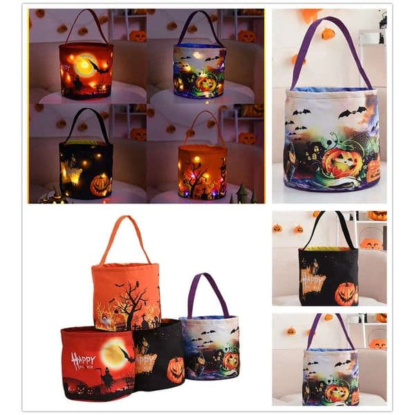 New Halloween Baskets Glowing Pumpkin Children S Candy Ghost Festival Bags Decorative Props Fast Delivery 0707