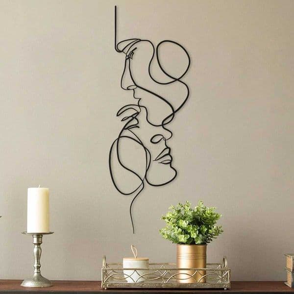 Metal wall art minimalist face lines wall hanging decoration abstract iron wall sculpture nordic style home dcor crafts bedroomB240710