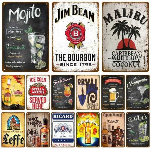 Drink Cold Beer Wine Metal Sign Poster Whiskey Plaque Vintage Tin Sign Home Wall Decor For Bar Pub Man Cave Decorative PlatesB202407132