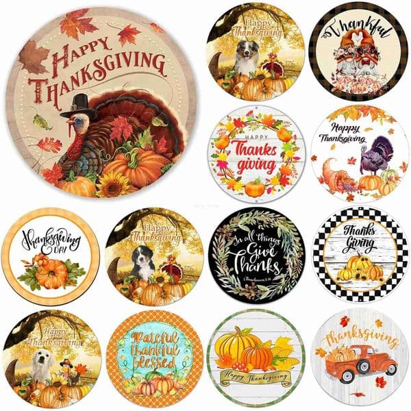 Vintage Retro Thanksgiving Round Metal Tin Sign Rustic Decor Wall Art Posters Funny Iron Painting For Home Bar Pub Cafe Garage X260529