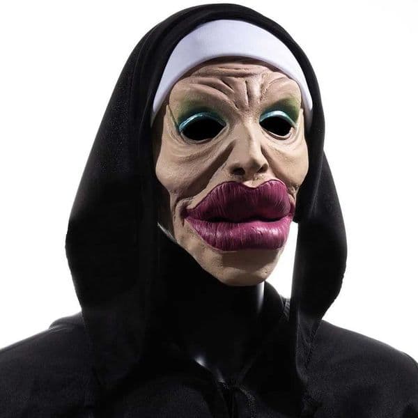 Sexy Big Lips Nun Mask Cosplay Funny Drag QueenFull Head Masks Halloween Masquerade Carnival Dress Up Party Costume PropsM240711
