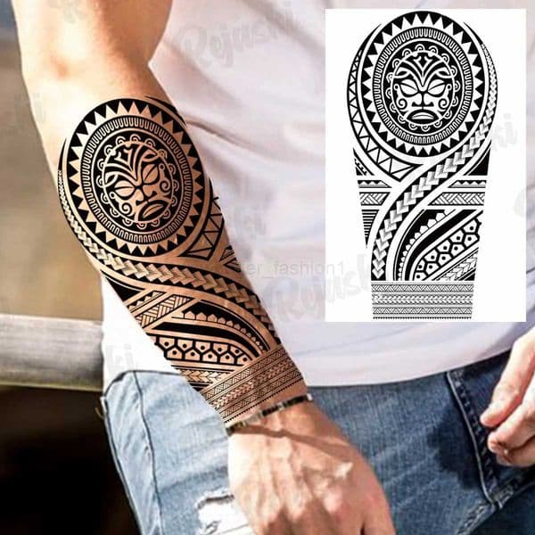 Black Maori Thorns Temporary Tattoos For Men Adults Realistic Totem Compass Rose Flower Eye Fake Tattoo Sticker Arm Leg TatoosB240712