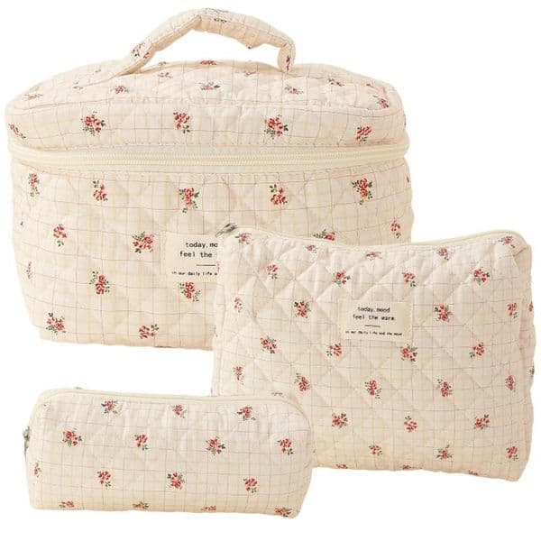 Tote Handheld cosmetic bag large capacity small ral storage portable quilted cotton cute wers ins travel student ashoesfactory