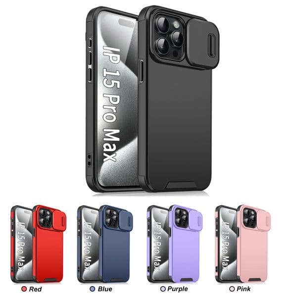 Slide Camera 2 in 1 Hybrid Armor Phone Case for iPhone 15 14 13 12 11 Pro Max Samsung S24 S23 A35 A25 A15 Moto Google Xiaomi Shockproof Cover