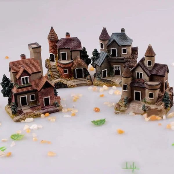House Miniature Figurine Fairy Garden Micro Landscape Home Decoration Building Statue Resin Craft Miniature House Mini Houses 240704