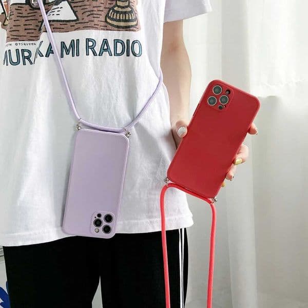 Cellphone Case Crossbody necklace strap drawstring liquid silicone phone case suitable for iPhone 16 15 13 12 MiNi 11 Pro X XR XS Max 7 8Plus cover G241008
