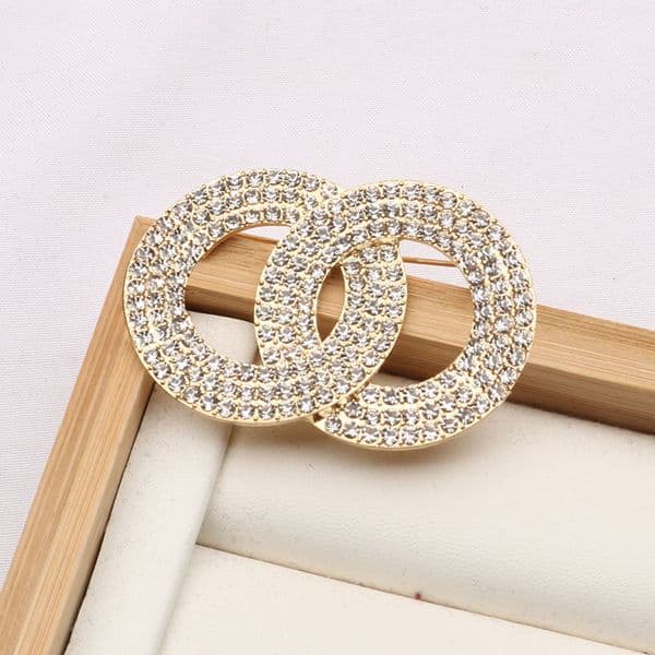 Women Men Geometry Designer Brooches Gold Sier Inlay Crystal Rhie Jewelry Metal Brooch Charm Pearl Pin Marry Christmas Party Gift Accessorie Faf