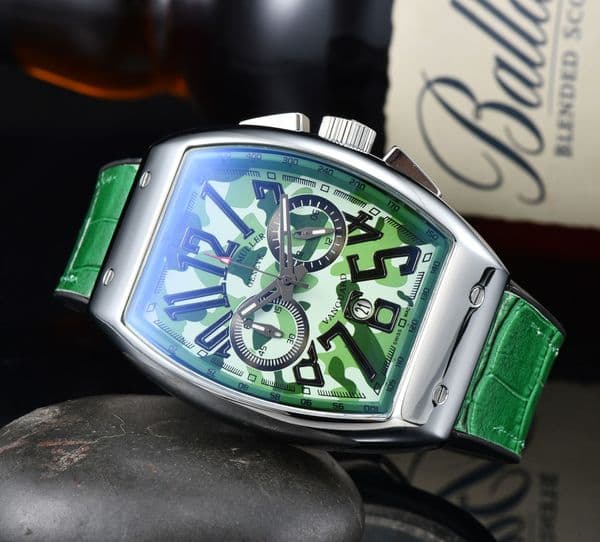 Classic Roman Alphabet Camouflage Dial Frenck Classic Series Luxury Surface Digital Designer Watch Advanced Mens Watches Function Quarz Watch
