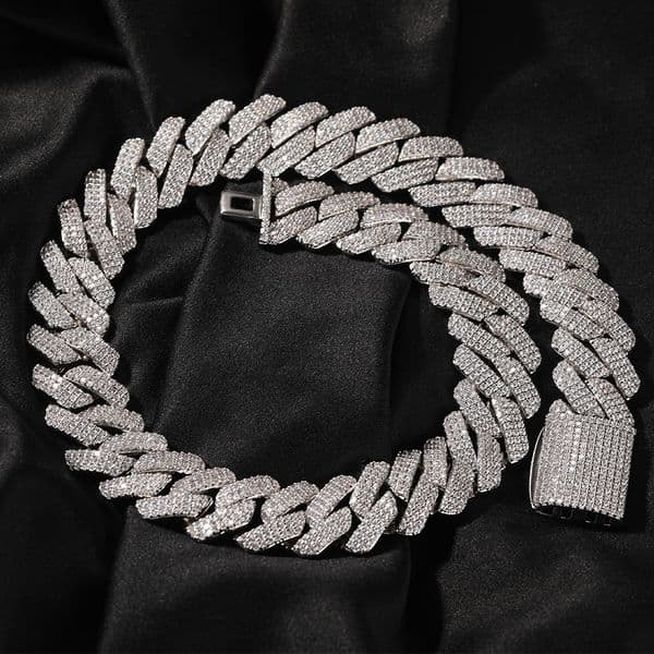 20MM Wide Miami Cuban Link Chain Necklace Designer for Men Womne 3 Row Bling Moissanite Diamond Choker Necklaces Gold Plate Rock Hip Hop Jewelry