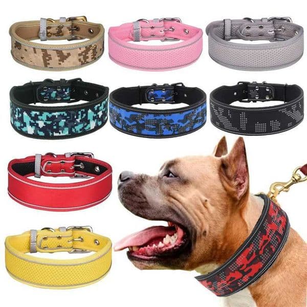 24 Colors Reflective Puppy Big Dog Collar with Buckle Adjustable Pet Collar for Small Medium Large Dogs Pitbull Leash Dog Chain Y240803
