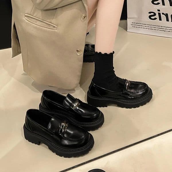 2024 Slip-On Pumps: Waterproof Mary Janes with Metal hot Decor, Solid Round Toe Mid Heels for Women