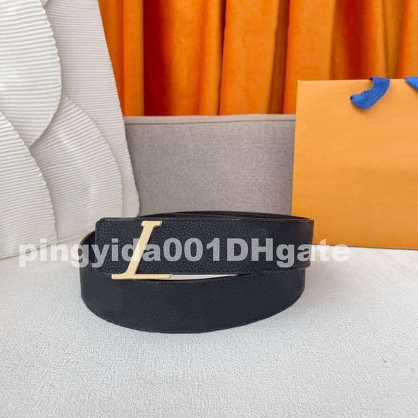 Classic Original Single Quality Men Belt Fashion Designer Women Belt Width 4.0cm Luxury Lychee Letter Smooth Buckle Business Casual Belt Exquisite Gift