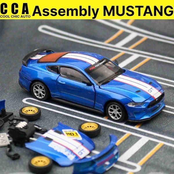 1/42 Ford Mustang GT Assembled Toy Car Model Diecast Alloy Racing Miniature Free Wheels Metal Collection Gift For Boys ChildrenM240717