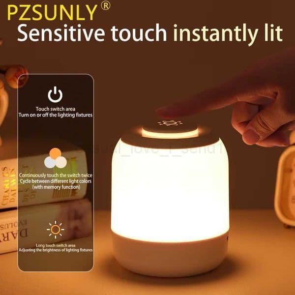 PZSUNLY LED Touch Lamp Night Light Table Lamp Bedside Lamp Bedroom Lamp with Touch Sensor Portable Desk Lamp Light for Kids GiftCL240717