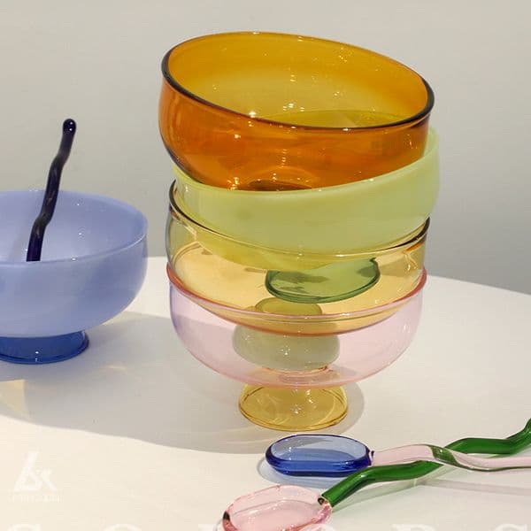 4inch icecream bowl glass bowl for yoghurt japanese bowl cute bowl colorful glass tableware soup bowl heat resistant glass