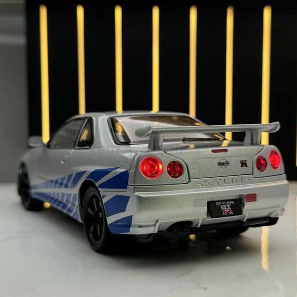 Plane 1 24 Nissan Skyline Ares GTR R34 Alloy Sports Diecasts Metal Racing slot car Car Vehicles Model Sound Light Childrens Toys Gift Car Track
