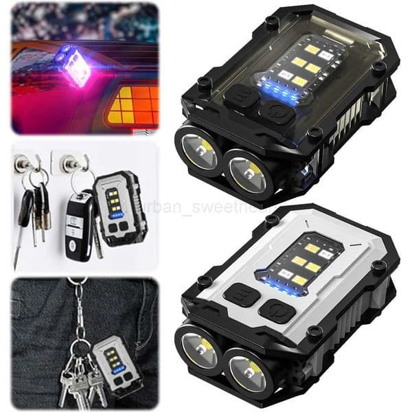 Mini Keychain Flashlight USB Charging High Bright Flashlight 300mAh Super Bright Torch Power Display for Camping Fishing WalkingCL240718