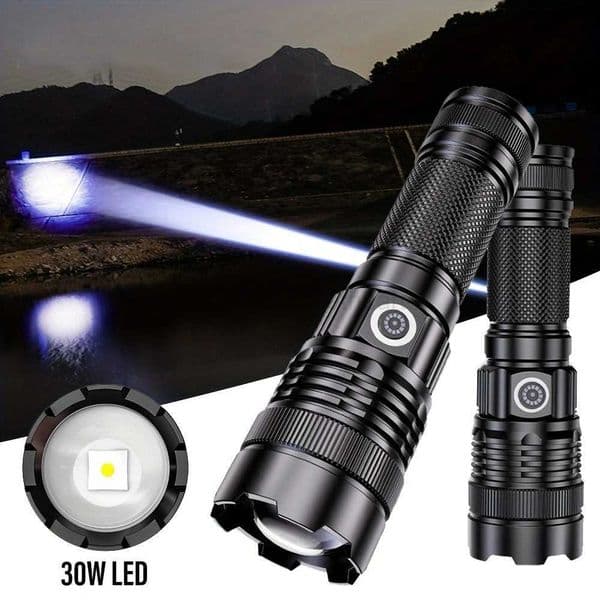 High power LED Flashlight with Stepless Dimming Outdoor Torch Waterproof Zoom USB Rechargeable Flash Light Lantern for outdoorCL240718