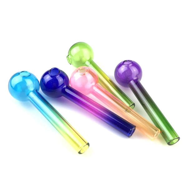 Goodsstore Glass Oil Burner Smoking Pipe 4.2 Inch 30mm Big Bowl Rainbow Color Glass Hand Pipes 12mm 2mm Straw Tube