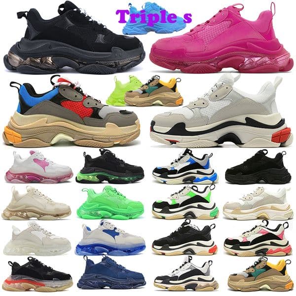 Designer Triple s 17FW Luxury Sneakers Men Women Running Shoes Triple White Black Yellow Pink Leather Mens Trainers Sport Outdoor Shoes