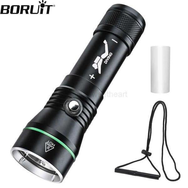 BORUiT 2000LM LED Scuba Diving Flashlight Super Bright P50 IPX8 Waterproof Torch Underwater 100M Spearfishing LanternCL240718