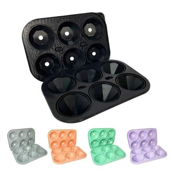 Large Ice Cube Tray 6 Grids Geometric Big Ice Cube Tray Temperature Resistant Silicone Ice Mold With Lid Food-Grade Cube IceM240719