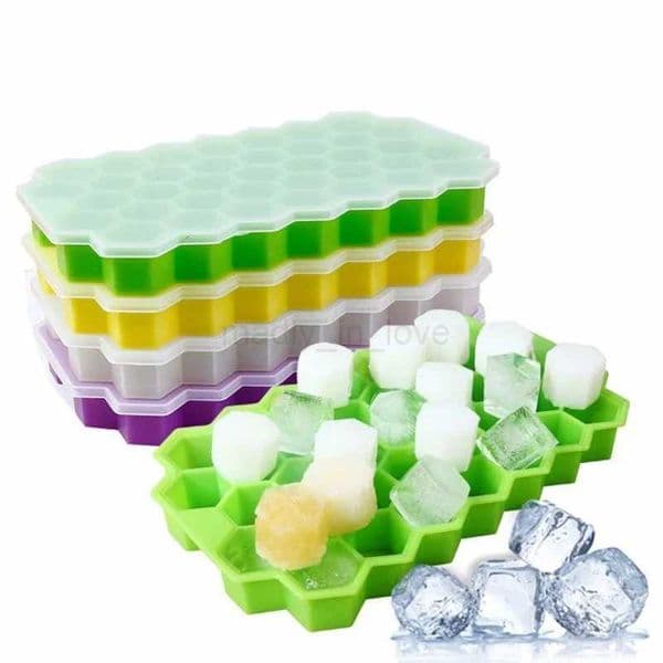 Honeycomb Ice Cream Tools Ice Tray Mold With lid 37 Hexagonal Ice Cube Making Tools Suitable for Beverage BeerM240719