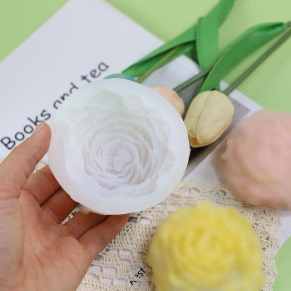 Big peony aromatherapy candle silicone mold DIY handmade soap weight reducing peony flower decoration mold