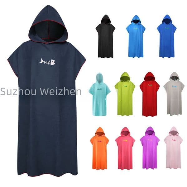 Quick-drying bathrobe wearable bath towel absorbent diving changing cloak beach towel factory wholesale double-sided Velvet