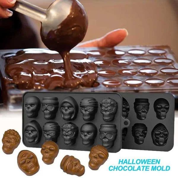 Skull Ice Cube Mold 10-Grid Skull Ice Mold For Halloween Kitchen Tools Reusable Ice Making Accessory For Chocolate Ice Cream And M240719