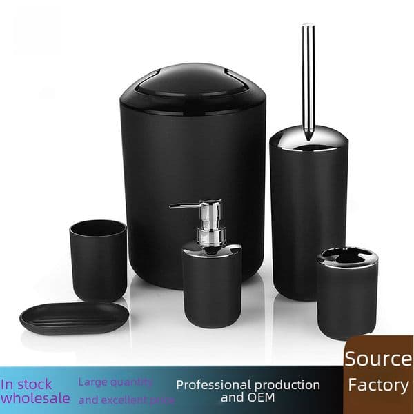 Amazon toothbrush cup household trash can hand sanitizer bottle toilet brush toiletries homestay bathroom set Wholesale