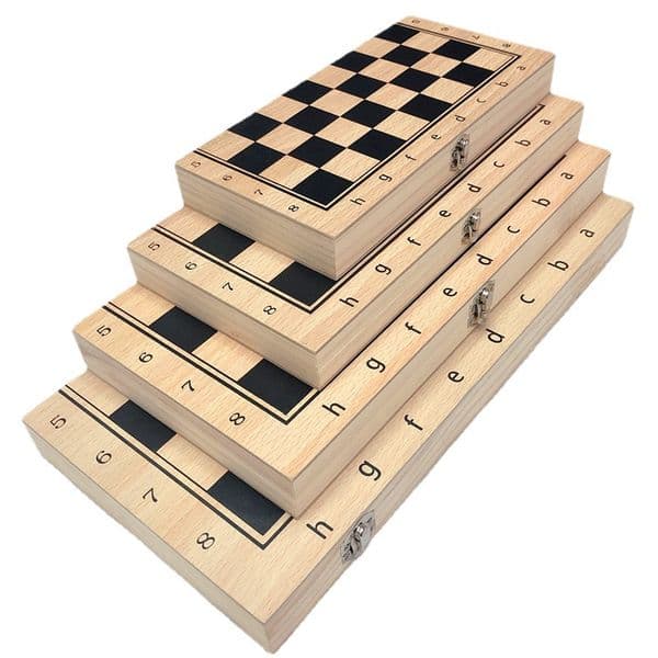 Factory direct three-in-one wooden chess solid wood set foldable portable competitive educational toys