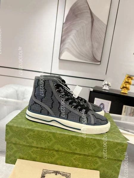 2024 Designer chunky sole canvas Shoes womens high top sneaker classic beige and ebony Women Shoes Rubber sole Embroidered Vintage casual Sneakers Size 35-45