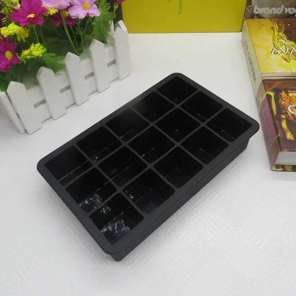 Black Grade Silicone 15-grid Cube Jumbo Silicone Ice Cube Square Tray Mold Mould Non-toxic Durable Bar Pub Wine Ice Blocks Maker M240719