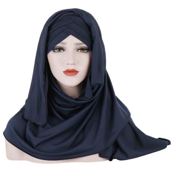 Amazon milk silk monochrome scarf hat two-piece set Muslim women's fashion patch cover